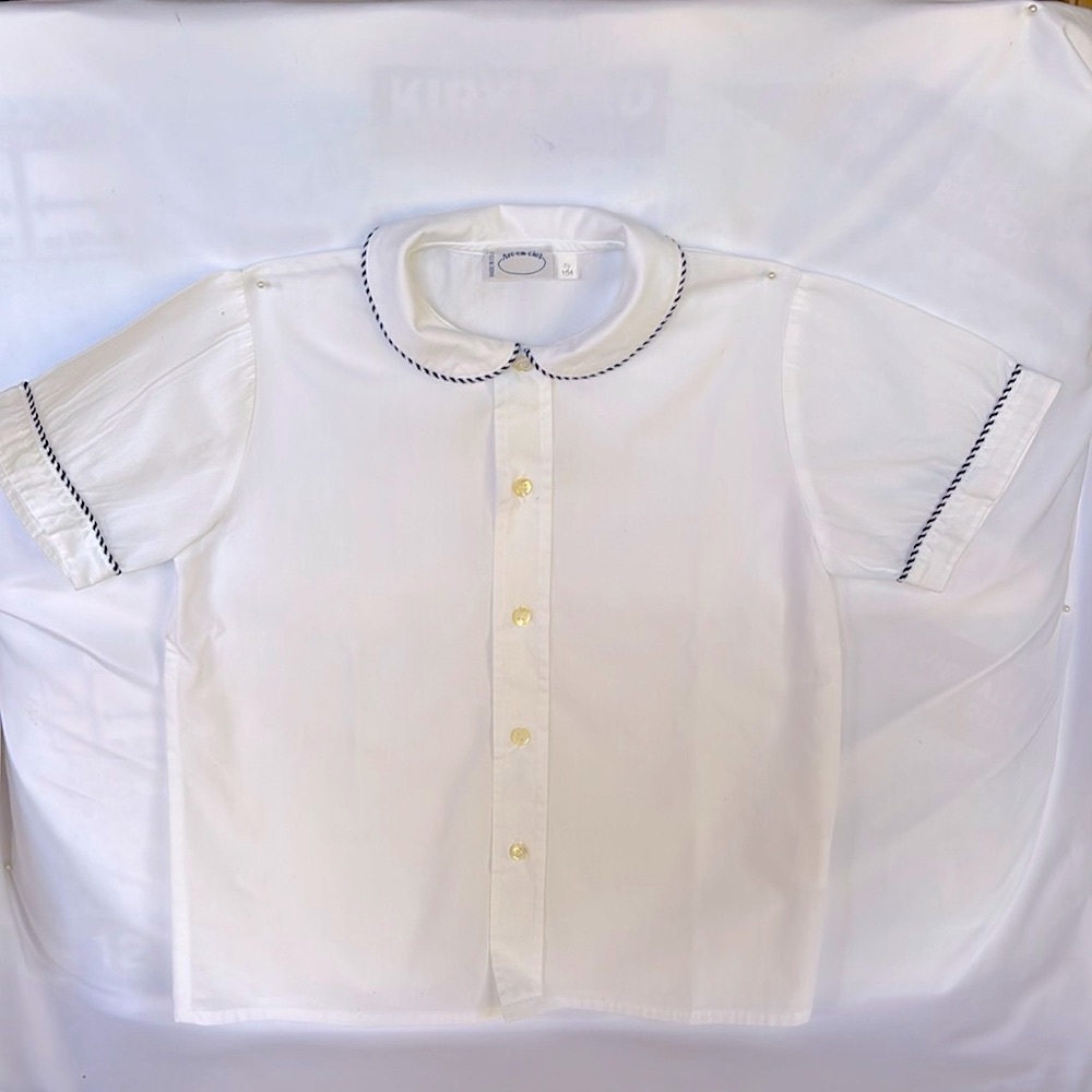 VINTAGE NWOT ITALIAN ARC-EN - CIEL CLASSIC WHITE  KIDS SHIRT BLUE TRIM UNISEX 4T - Picture 3 of 14
